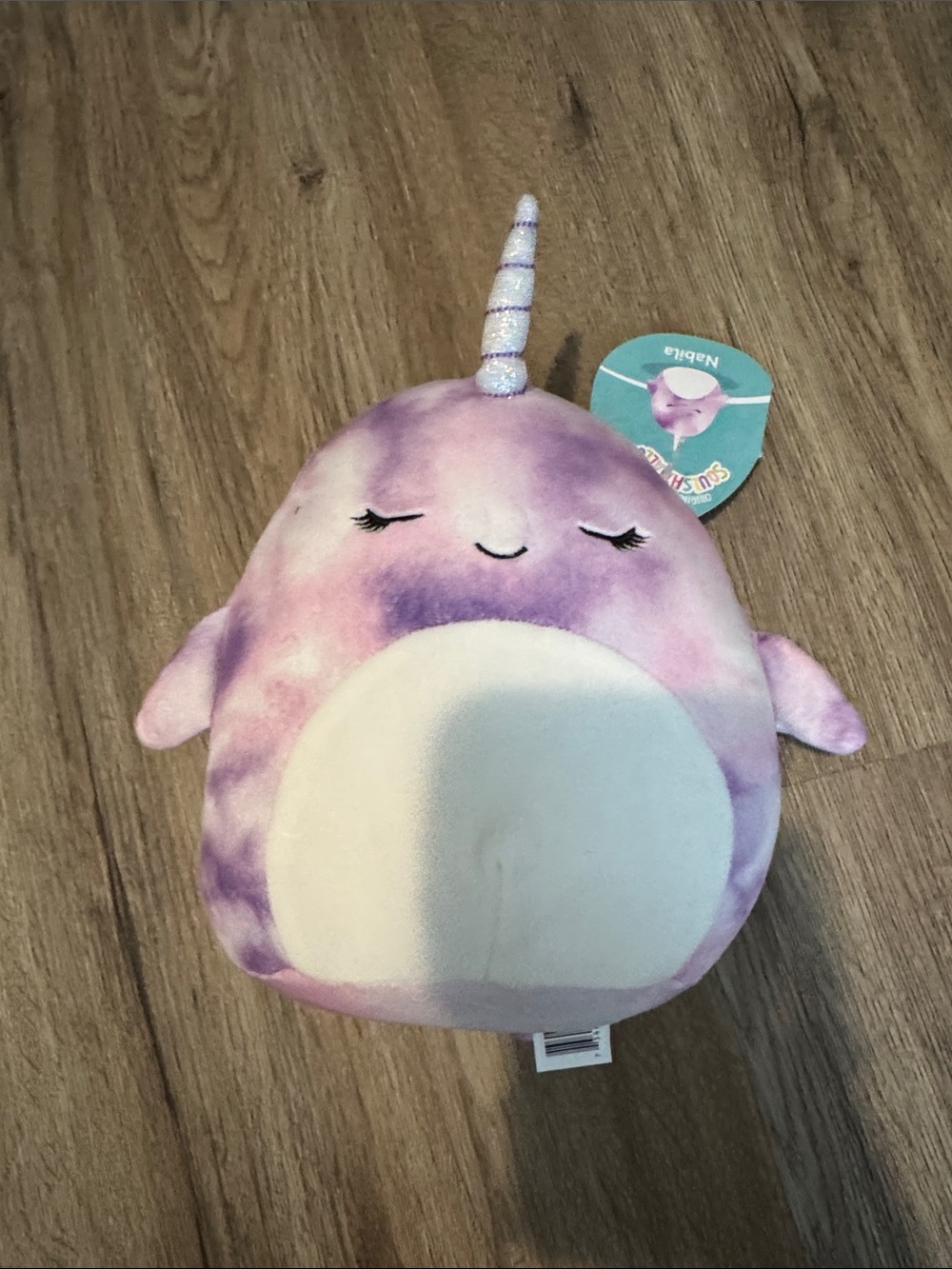 Squishmallows Purple and Pink Tie-Dye Narwhal Plush